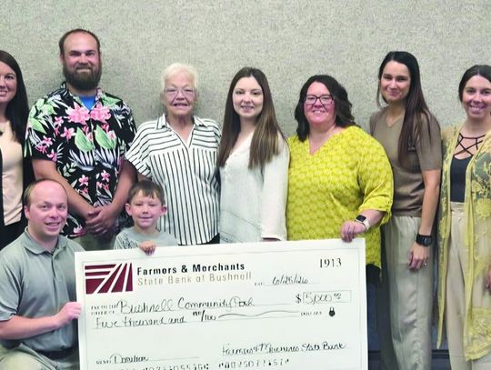 Bushnell Pools Receives Farmers and Merchants Bank Donation
