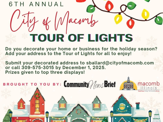 City of Macomb Requests Address for Sixth Annual Tour of Lights