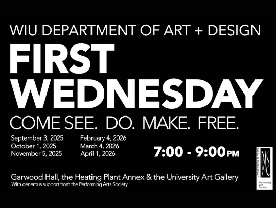 WIU Dept. of Art & Design Hosts First Wednesday Art Event on Nov. 5