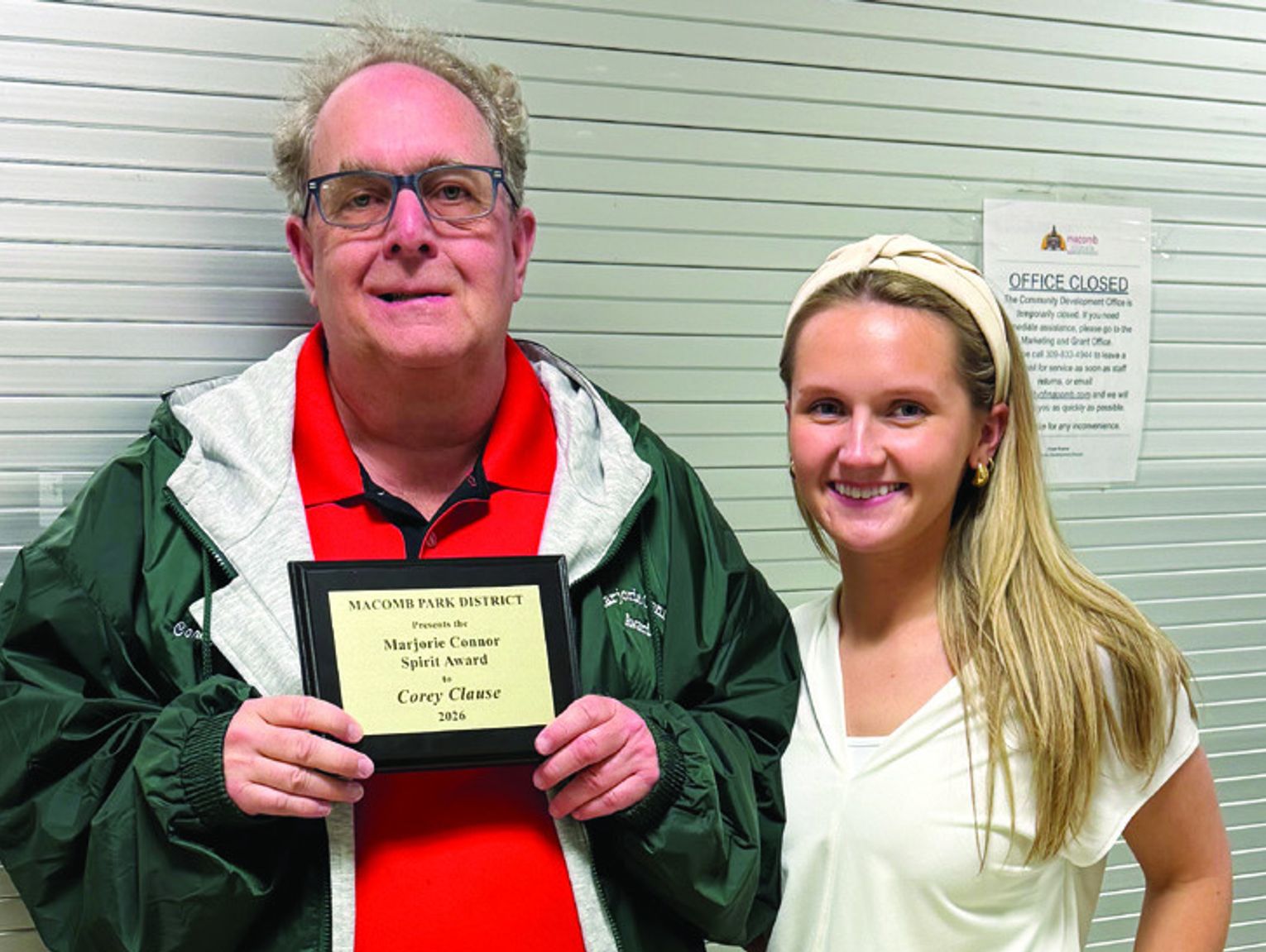 MCSRA and Macomb Park District: Marjorie Connor Spirit Award