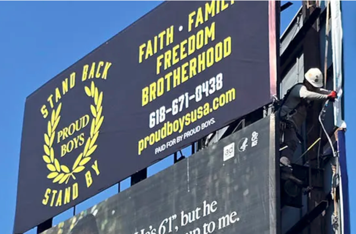 Billboard for Proud Boys hate group removed in southern Illinois after public pressure