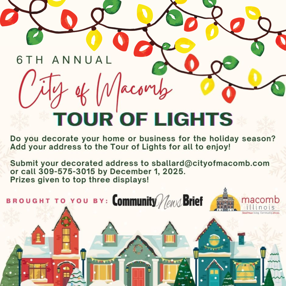 City of Macomb Requests Address for Sixth Annual Tour of Lights