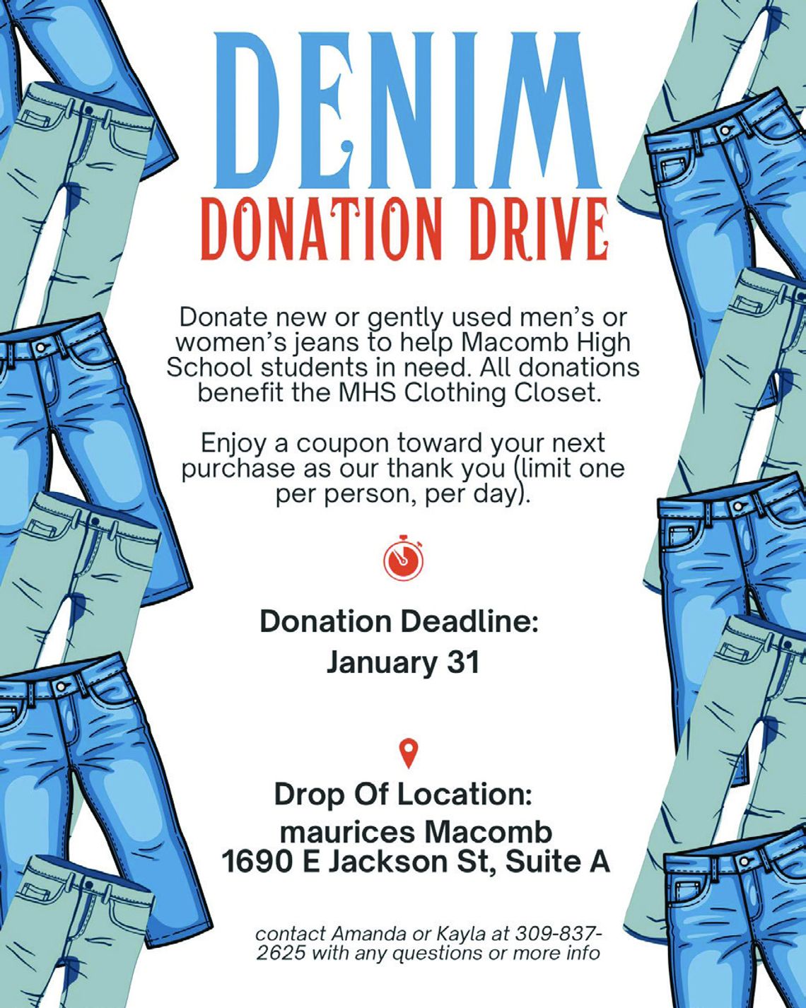 Denim Donation Drive Underway at Maurices of Macomb Denim Donation Drive Underway at Maurices of Macomb