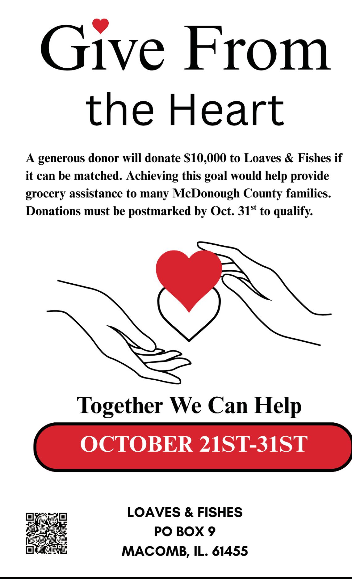 Loaves & Fishes Receives Anonymous $10k Matching Donation Loaves & Fishes Receives Anonymous $10k Matching Donation
