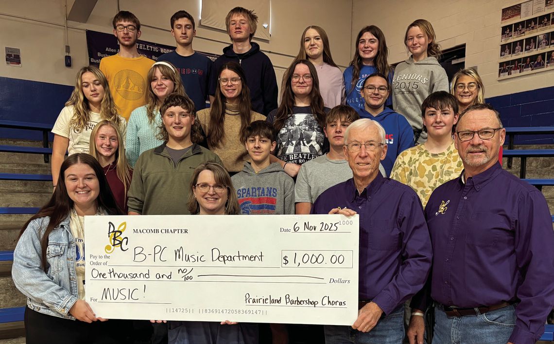 Prairieland Barbershop Chorus Donates to B-PC High School Band Prairieland Barbershop Chorus Donates to B-PC High School Band