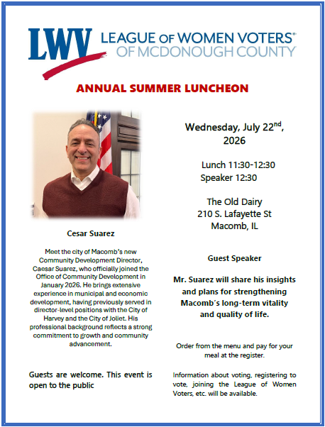 League of Women Voters Summer Speaker