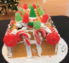 Candy Castles and Cookie Farm House were two more entries in the Gingerbread contest. The MAC was also an inspiration, pictures showing front and each side (PUMO and PDC).